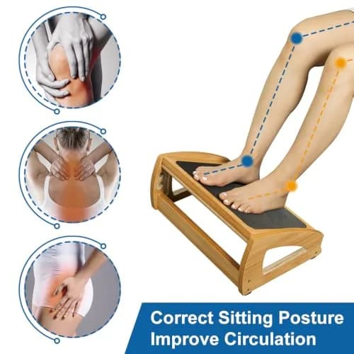 StrongTek Wooden Under Desk Footrest | 4 Heights, 400 lb Support, Office Foot Rest thumbnail 4