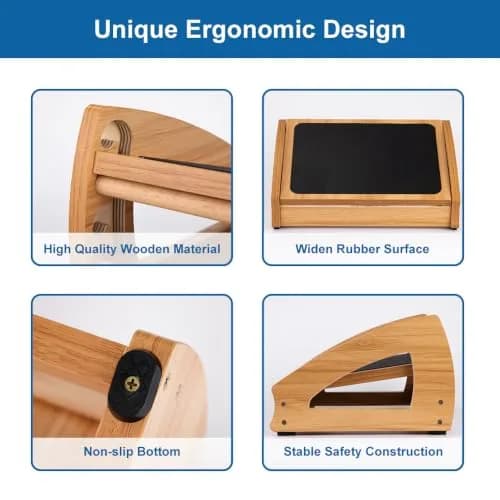 StrongTek Wooden Under Desk Footrest | 4 Heights, 400 lb Support, Office Foot Rest thumbnail 5