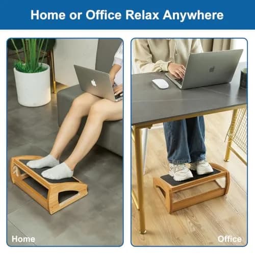 StrongTek Wooden Under Desk Footrest | 4 Heights, 400 lb Support, Office Foot Rest thumbnail 6
