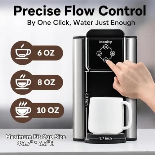 Mecity 120V 10 oz Coffee Maker | Compatible with K cup Capsules & Tea, Removable 50 Oz Water Tank thumbnail 5