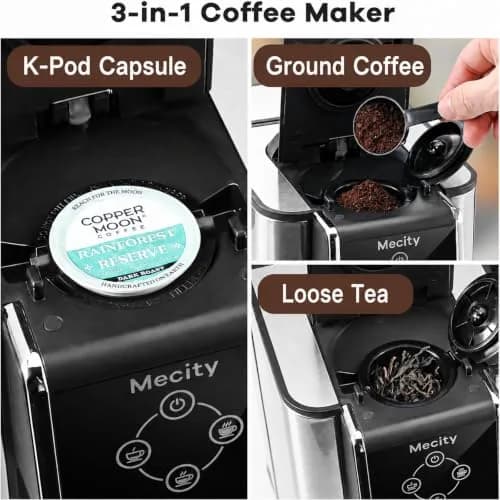 Mecity 120V 10 oz Coffee Maker | Compatible with K cup Capsules & Tea, Removable 50 Oz Water Tank thumbnail 4