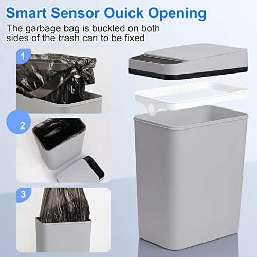 Anborry Smart Touchless Bathroom Trash Can 2.2 Gallon | Automatic Sensor Waste Bin for Small Spaces thumbnail 6
