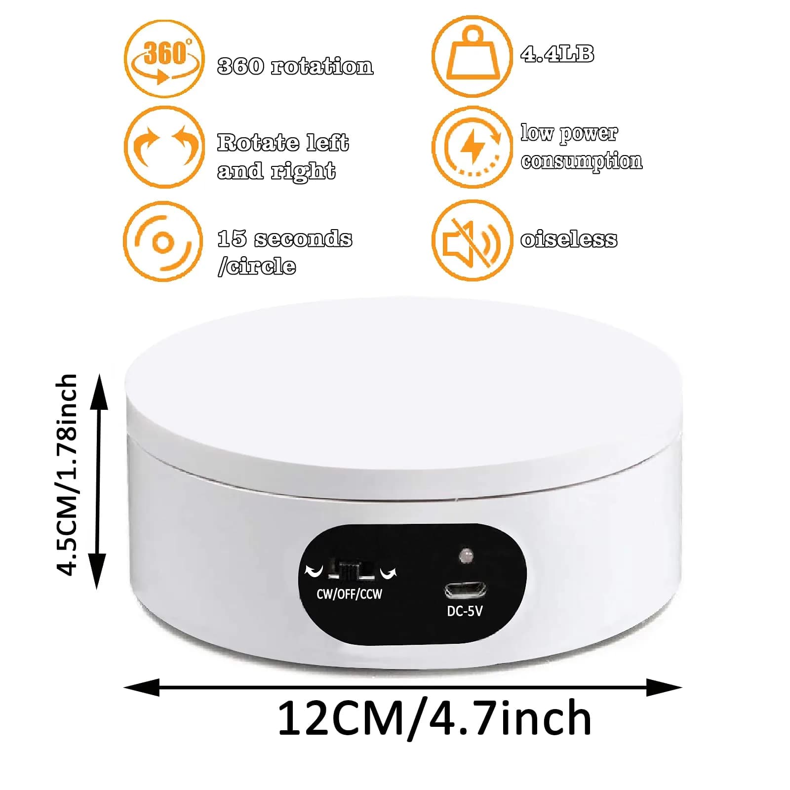 YVV Rotating Display Stand for Tumblers 12cm (4.72 inch) Diameter | Automatic Mute Turntable for Crafts & Products - view 6