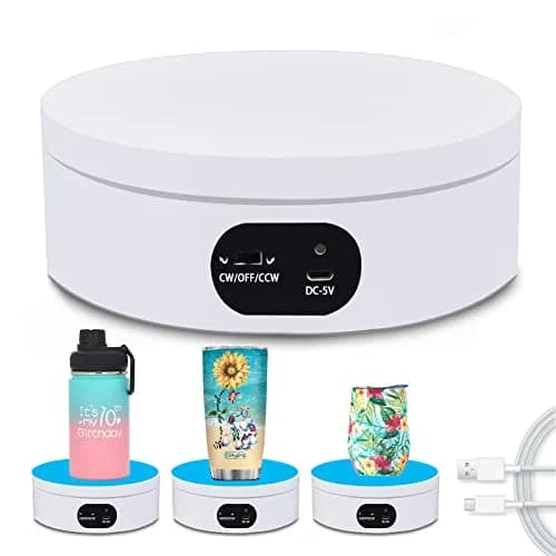 YVV Rotating Display Stand for Tumblers 12cm (4.72 inch) Diameter | Automatic Mute Turntable for Crafts & Products thumbnail 1