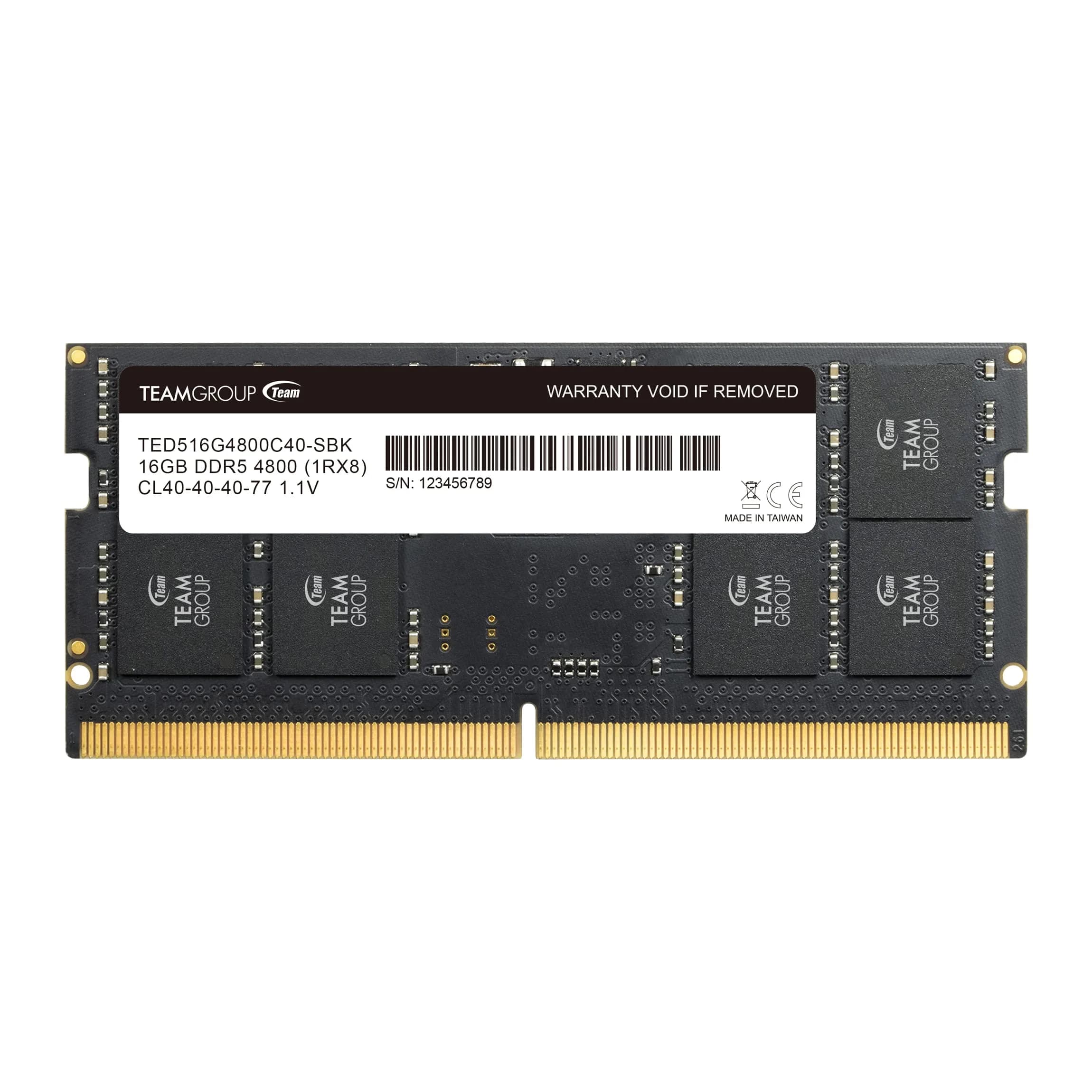 TEAMGROUP Elite DDR5 16GB 4800MHz SO-DIMM Laptop RAM Module | 1.1V Non-ECC Unbuffered 262-Pin - main product image