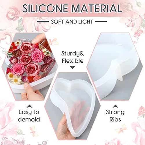 Potchen Resin Casting Molds Set | Large Silicone Shapes for Jewelry & Art (approx. 14.8x14.8cm, 17.9x18.2cm, 25.8cm hexagon, round 20-30mm) thumbnail 6