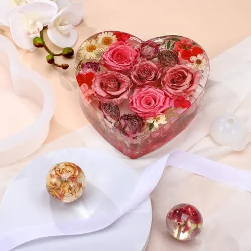 Potchen Resin Casting Molds Set | Large Silicone Shapes for Jewelry & Art (approx. 14.8x14.8cm, 17.9x18.2cm, 25.8cm hexagon, round 20-30mm) thumbnail 3