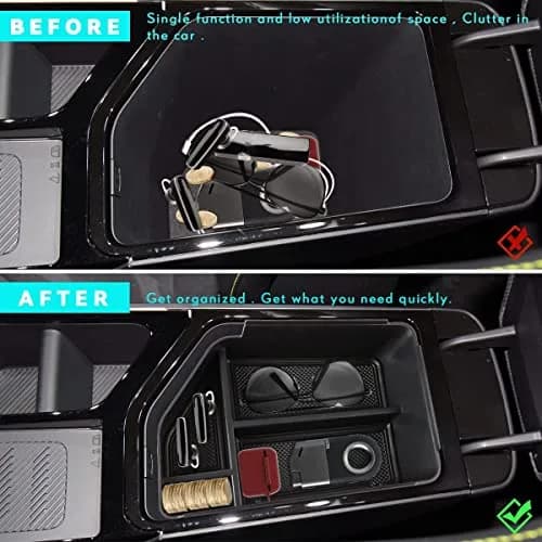 MARCHFA Black Center Console Organizer Tray for Kia EV6 2022-2026 | Fits Armrest Storage Box Insert thumbnail 2