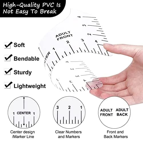 tietoc 12pcs T-Shirt Ruler Guide Set with Soft Measuring Tape & Pencils | 10"x4" Adult Ruler (12-Piece Set) thumbnail 5
