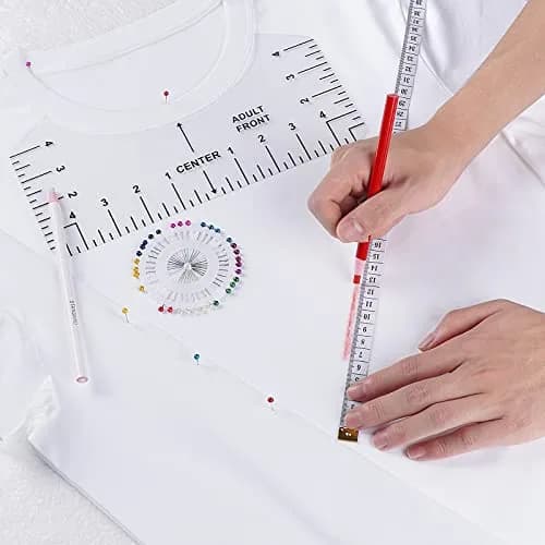 tietoc 12pcs T-Shirt Ruler Guide Set with Soft Measuring Tape & Pencils | 10"x4" Adult Ruler (12-Piece Set) thumbnail 7