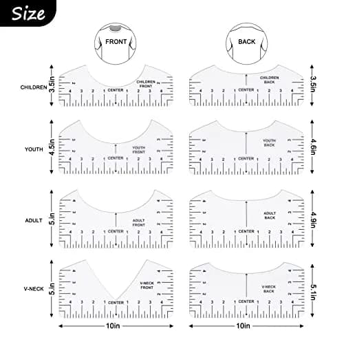 tietoc 12pcs T-Shirt Ruler Guide Set with Soft Measuring Tape & Pencils | 10"x4" Adult Ruler (12-Piece Set) thumbnail 2