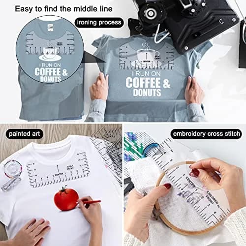 tietoc 12pcs T-Shirt Ruler Guide Set with Soft Measuring Tape & Pencils | 10"x4" Adult Ruler (12-Piece Set) thumbnail 3