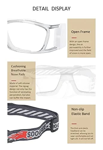 SooGree Racquetball Goggles for Men Women | Impact-Resistant Polycarbonate Safety Eyewear (Medium) thumbnail 5