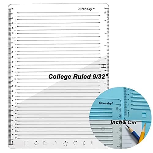 Sirensky Straight Line Stencil Template 28cm (11 Inch) | College Ruled 9/32" Spacing with Journal Patterns thumbnail 1