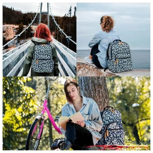 Leaper Floral Backpack Travel Bag Bookbags Women Satchel 35cm (13in) | Water-Resistant Polyester thumbnail 8