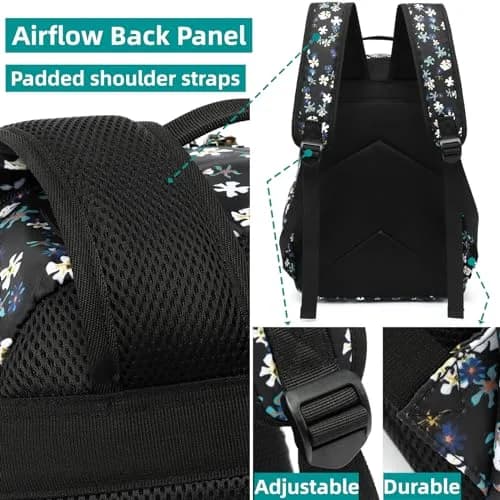 Leaper Floral Backpack Travel Bag Bookbags Women Satchel 35cm (13in) | Water-Resistant Polyester thumbnail 4