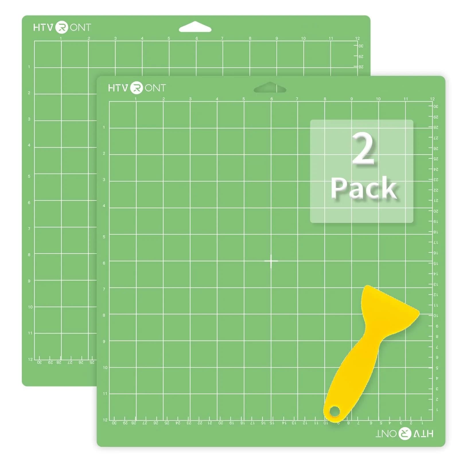 HTVRONT Standard Stickiness Cutting Mats 12x12 Inch (30.5x30.5 cm), 2 Pack | Compatible with Cricut Machines