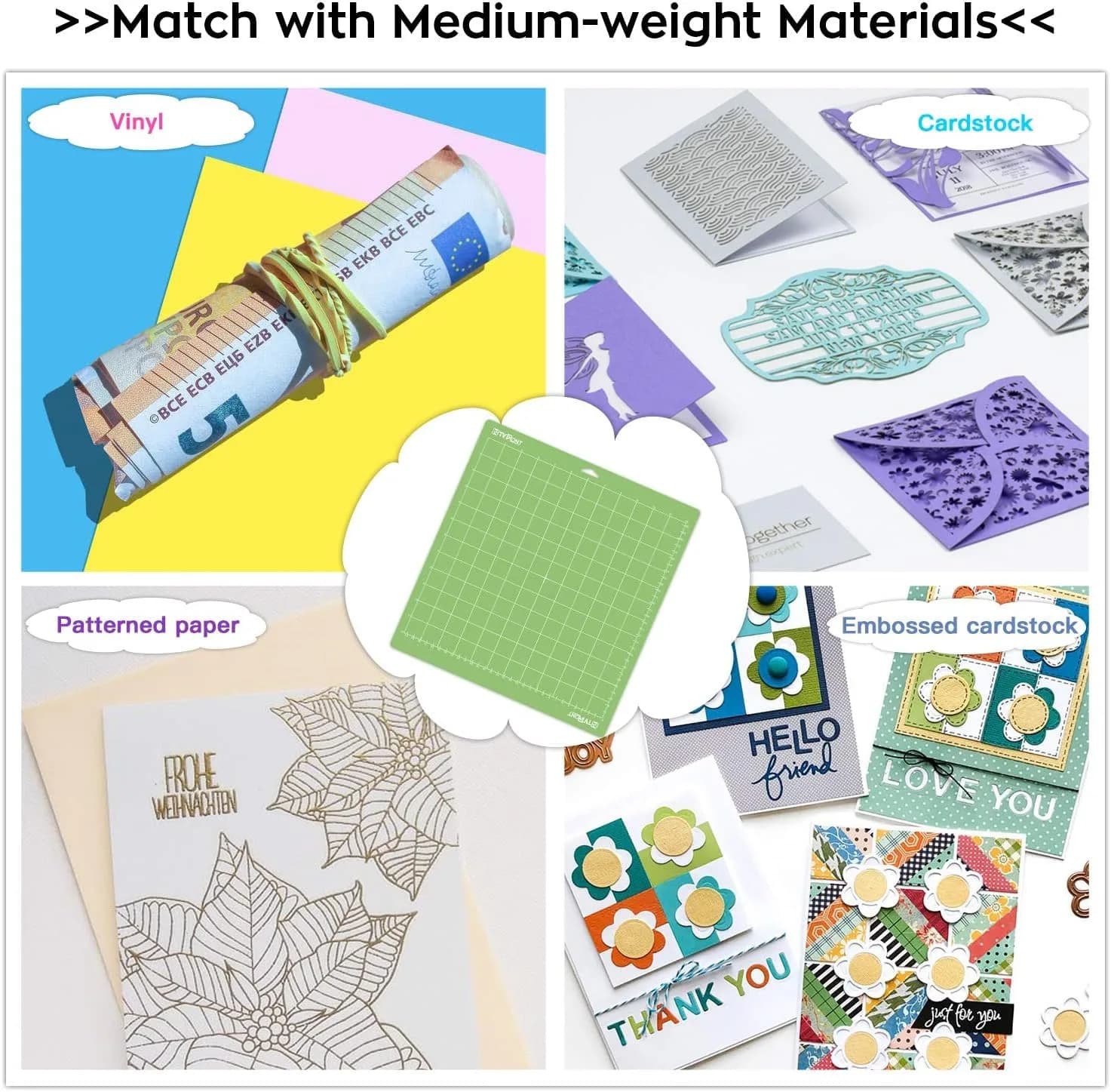HTVRONT 12x12 Inch Cutting Mats (2 Pcs) with Scraper | Standard & Light Grip for Cricut Maker/Explore - view 6