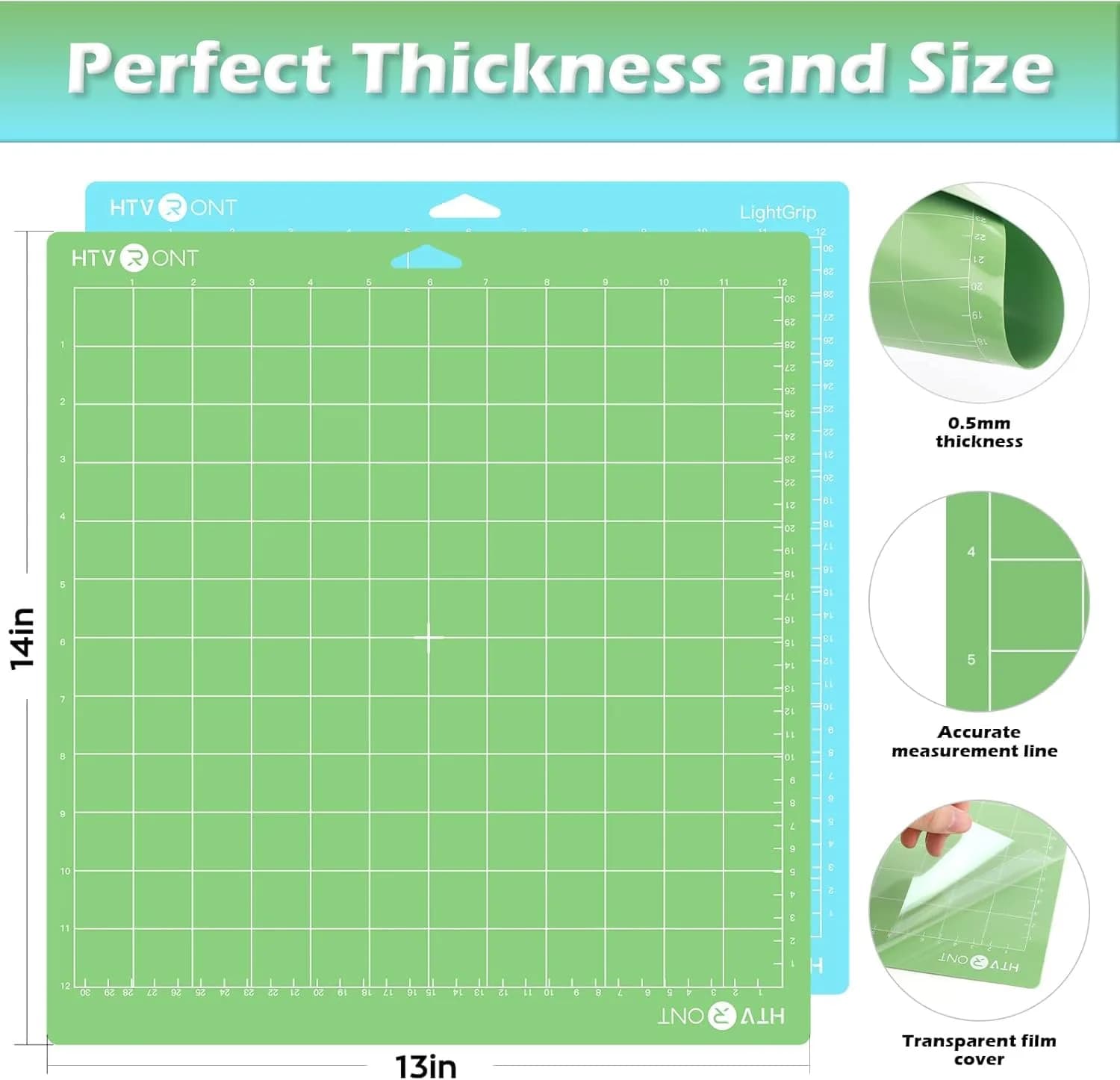 HTVRONT 12x12 Inch Cutting Mats (2 Pcs) with Scraper | Standard & Light Grip for Cricut Maker/Explore - view 2