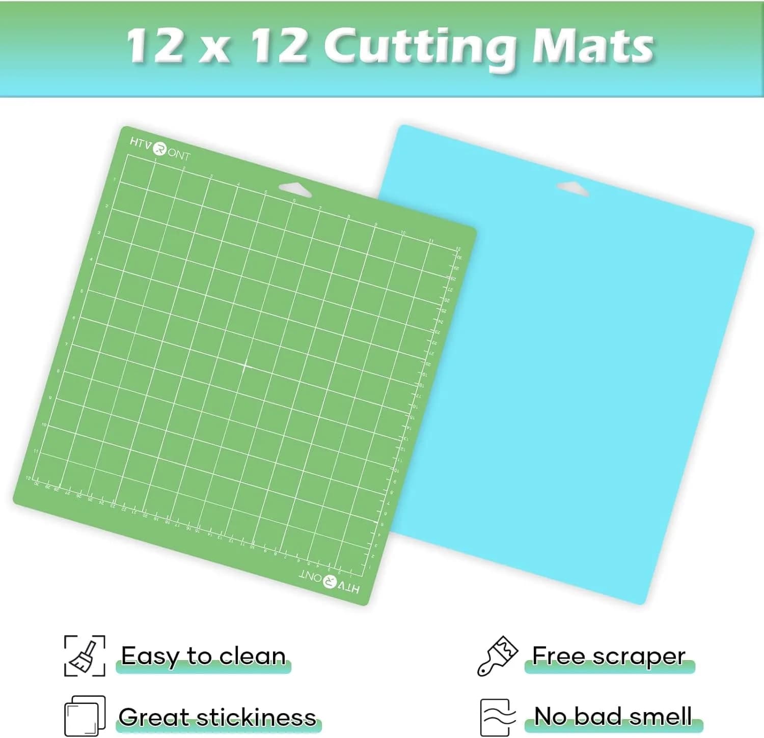 HTVRONT 12x12 Inch Cutting Mats (2 Pcs) with Scraper | Standard & Light Grip for Cricut Maker/Explore - view 3
