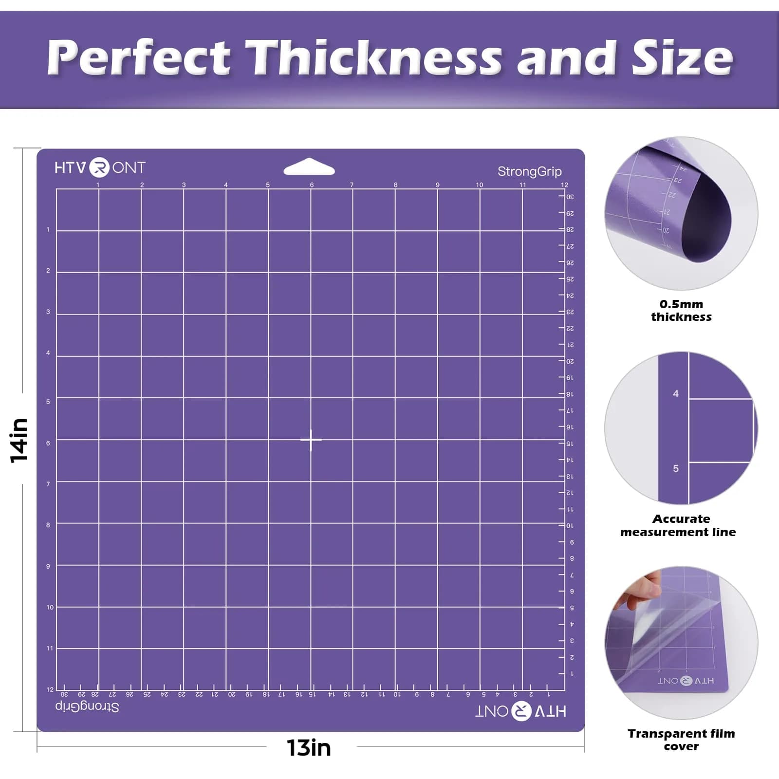 HTVRONT Strong Grip Cutting Mat 12x12 Inch, 2 Pack Purple | Self-Healing PVC for Quilting & Crafting - view 2