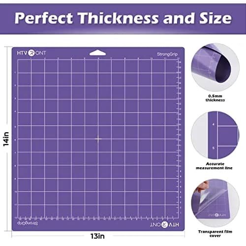 HTVRONT Strong Grip Cutting Mat 12x12 Inch, 2 Pack Purple | Self-Healing PVC for Quilting & Crafting thumbnail 2