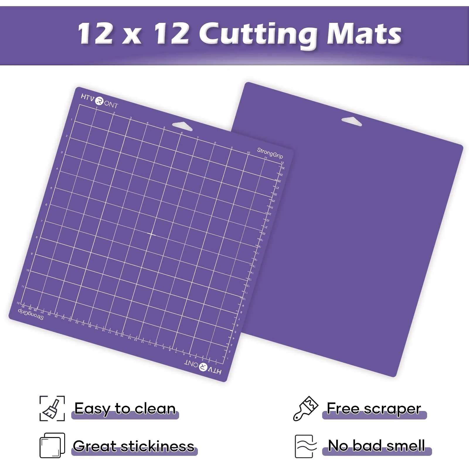 HTVRONT Strong Grip Cutting Mat 12x12 Inch, 2 Pack Purple | Self-Healing PVC for Quilting & Crafting - view 4