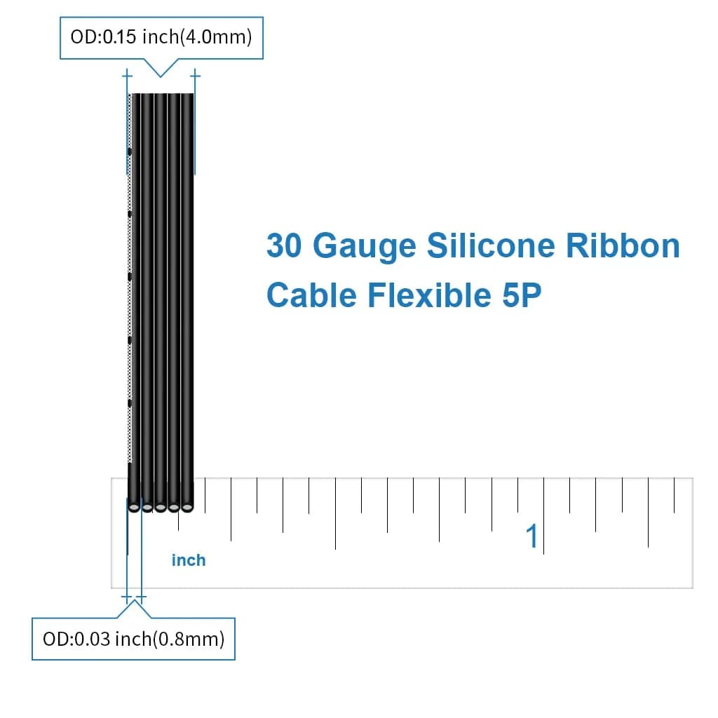 BNTECHGO 30 AWG 5-Pin Silicone Ribbon Wire 15.24 m (50 ft) Black | 600V High Temp Tinned Copper - view 2