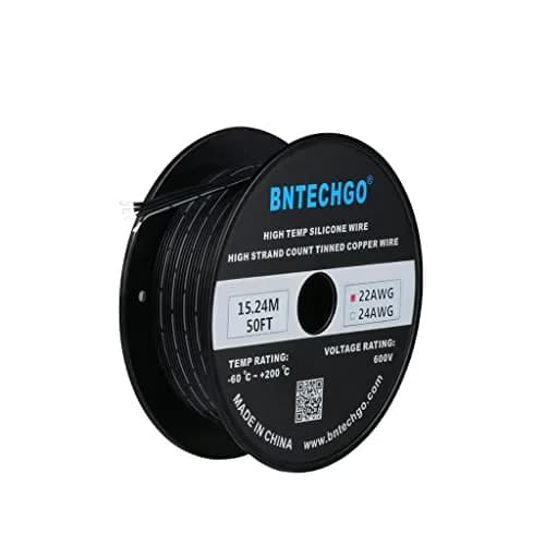 BNTECHGO 22 AWG 4-Pin Silicone Ribbon Cable 15.24 m (50 ft) Black | Ultra Flexible Tinned Copper Wire thumbnail 1