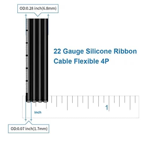 BNTECHGO 22 AWG 4-Pin Silicone Ribbon Cable 15.24 m (50 ft) Black | Ultra Flexible Tinned Copper Wire thumbnail 2