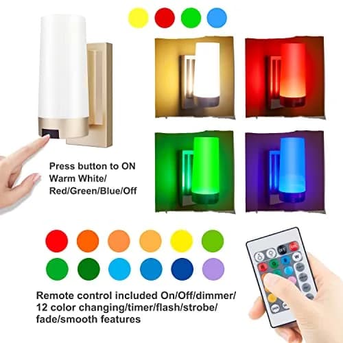 BIGMONAT Wireless Wall Sconce Light USB Rechargeable 2 Pack | Multi Color Dimmable Night Light for Hallway Bathroom Kids Bedroom thumbnail 2