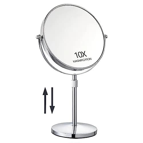 HOMEMIRO 17" Tall Tabletop Magnifying Makeup Mirror 1X/10X Adjustable Height No Light thumbnail 1