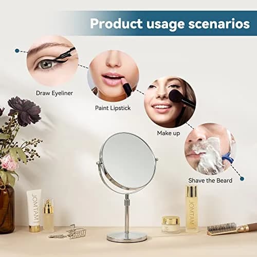 HOMEMIRO 17" Tall Tabletop Magnifying Makeup Mirror 1X/10X Adjustable Height No Light thumbnail 2