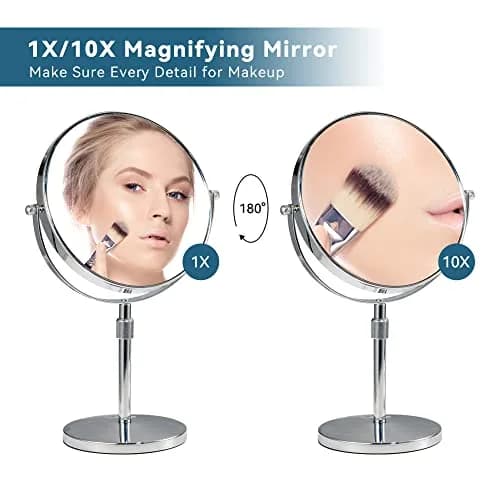 HOMEMIRO 17" Tall Tabletop Magnifying Makeup Mirror 1X/10X Adjustable Height No Light thumbnail 3