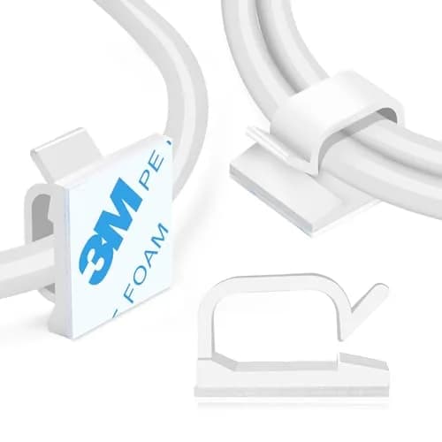 XHF 120PCS 3/4” White Adhesive Cable Wire Wall Light Clips, Cord Holder | Strong Adhesive, No Residue, Suitable for Various Surfaces thumbnail 1