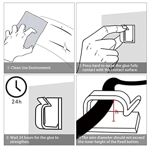 XHF 120PCS 3/4” White Adhesive Cable Wire Wall Light Clips, Cord Holder | Strong Adhesive, No Residue, Suitable for Various Surfaces thumbnail 5