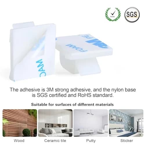 XHF 120PCS 3/4” White Adhesive Cable Wire Wall Light Clips, Cord Holder | Strong Adhesive, No Residue, Suitable for Various Surfaces thumbnail 3