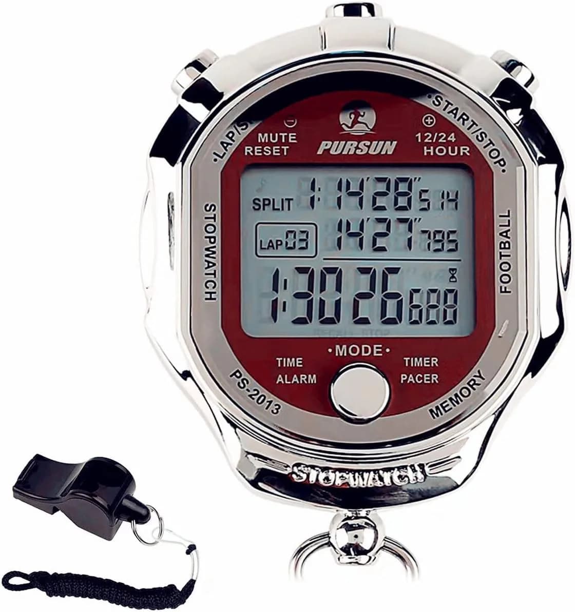 Rolilink Stopwatch Timer, Digital 0.001s Precision, Metal 100 Laps Memory, Coach Sports & Marathon — 100 Lap-metal