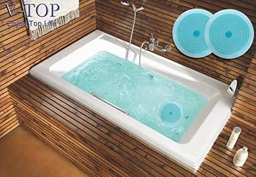 V-TOP Tub Stopper 2 Pack, 6 inch Blue Transparent Silicone Drain Plug | Universal Fit for Kitchen, Bath, Laundry thumbnail 4