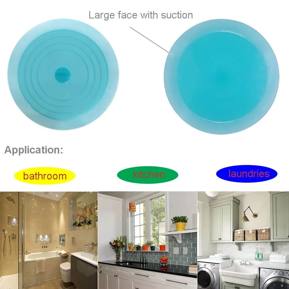 V-TOP Tub Stopper 2 Pack, 6 inch Blue Transparent Silicone Drain Plug | Universal Fit for Kitchen, Bath, Laundry - view 7