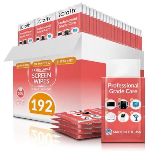iCloth 70% Isopropyl Alcohol XL Screen & Electronics Wipes, 192 Count | Streak-Free, Fast-Drying thumbnail 1