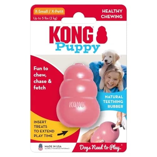 KONG Puppy, Natural Rubber Teething Chew Toy, for XS Puppies, Pink | Gentle, Durable & Interactive Puppy Toy thumbnail 8