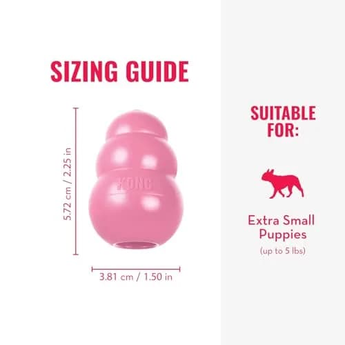 KONG Puppy, Natural Rubber Teething Chew Toy, for XS Puppies, Pink | Gentle, Durable & Interactive Puppy Toy thumbnail 3