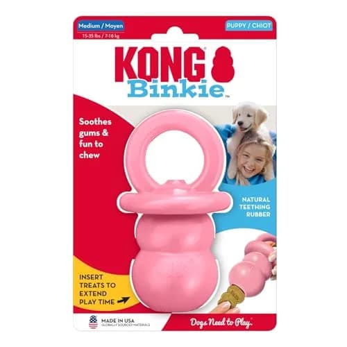 KONG Puppy Binkie | Natural Rubber Teething Toy for Medium Puppies, Pink thumbnail 7
