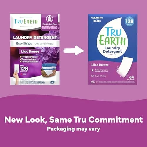 Tru Earth Dry Laundry Detergent Lilac Breeze 64 Strips | Eco-Friendly, Compact & Gentle for Sensitive Skin thumbnail 2