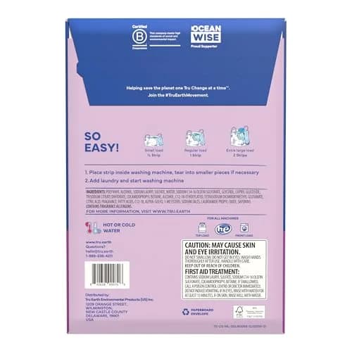 Tru Earth Dry Laundry Detergent Lilac Breeze 64 Strips | Eco-Friendly, Compact & Gentle for Sensitive Skin thumbnail 3