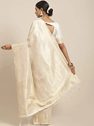 AKHILAM Banarasi Silk Saree with Unsewn Blouse Part, 5.5 m (18 ft) | Woven Design thumbnail 3