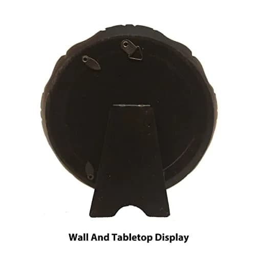 WINPLUS+ Vintage Round Picture Frame 4x4 inch (10x10 cm) | Antique Black Resin with Golden Floral Detail thumbnail 7