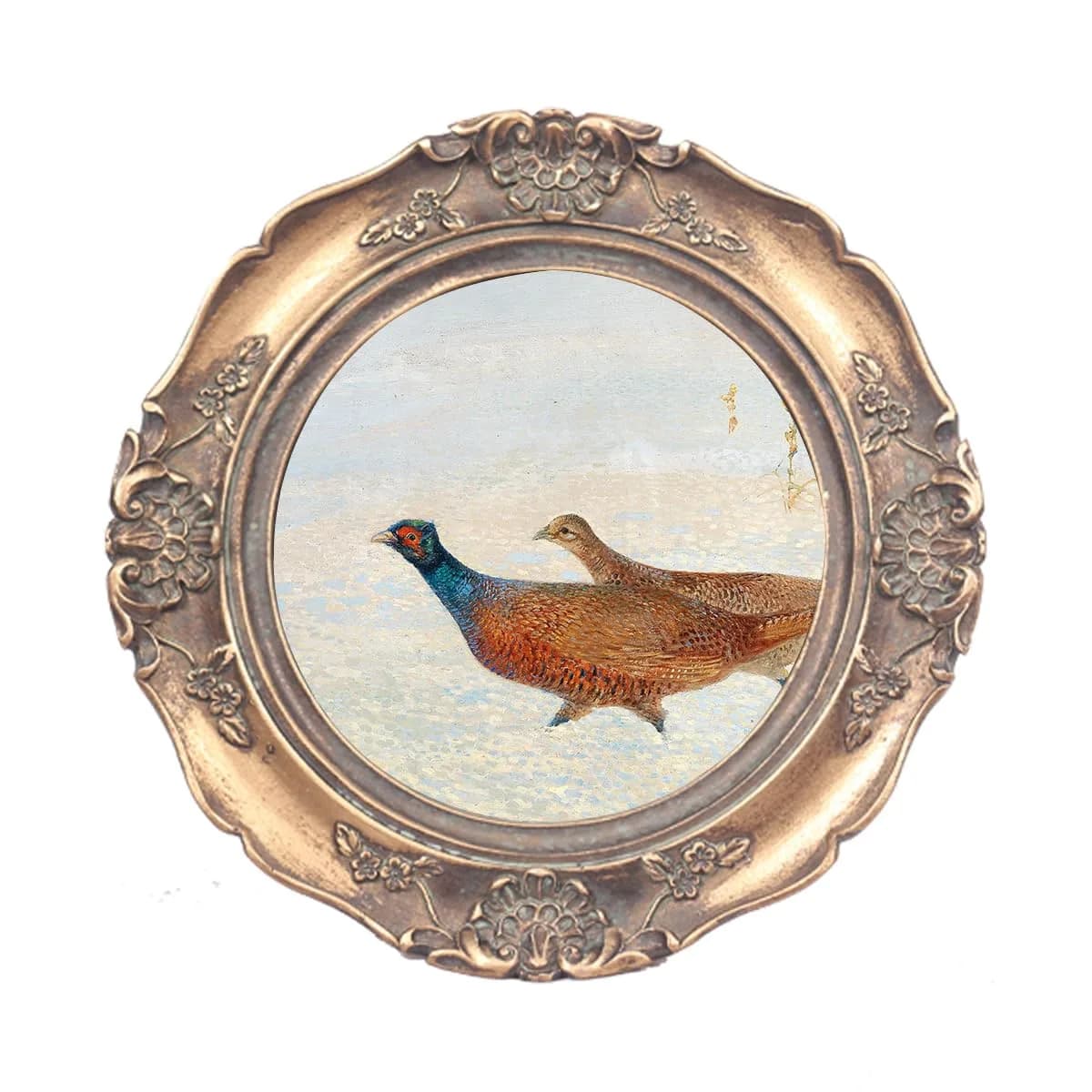 WINPLUS+ Vintage Round Picture Frame 4x4 Inch (10x10 cm) | Antique Bronze Resin with Embossed Floral Detail