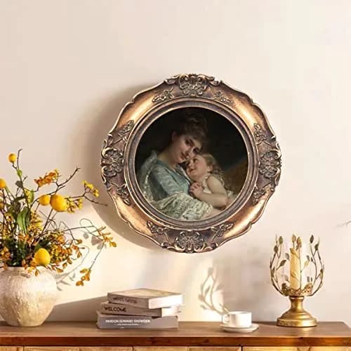 WINPLUS+ Vintage Round Picture Frame 4x4 Inch (10x10 cm) | Antique Bronze Resin with Embossed Floral Detail thumbnail 5